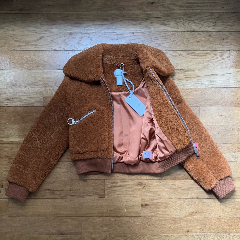 NWT The Arrivals + Liz Perez ‘Kala’ shearling teddy coat, rust (size: XS) - Picture 7 of 12